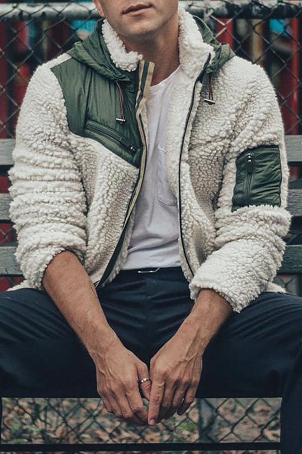Lovely Casual Hooded Collar Zipper Design White Jacket