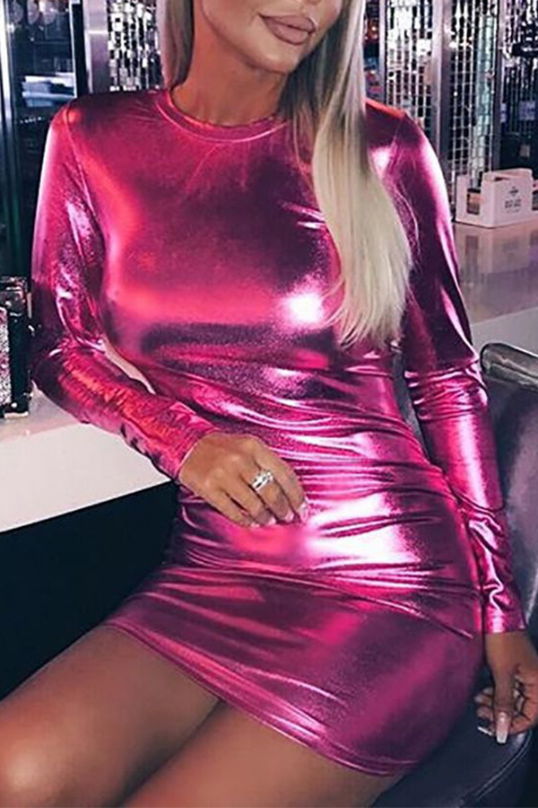 Lovely Casual Skinny Rose Red Mini Dress