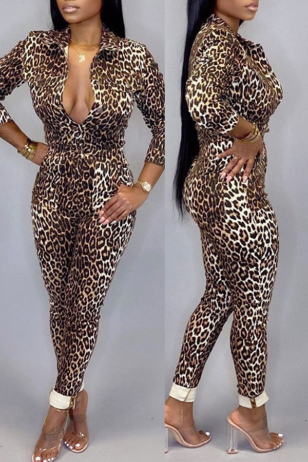 Lovely Sexy Leopard Printed One-piece Jumpsuit