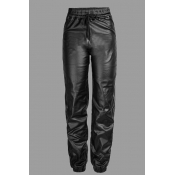 Lovely Leisure Lace-up Black Plus Size Pants