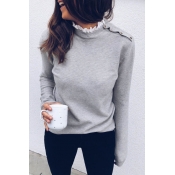 Lovely Trendy Patchwork Grey Sweater