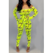 Lovely Sexy See-through Printed Green Two-piece Pa