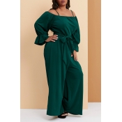 Lovely Trendy Loose Green Plus Size One-piece Jump