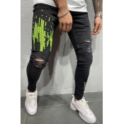 Lovely Casual Broken Holes Green Jeans