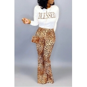Lovely Casual Letter Printed Yellow Two-piece Pant