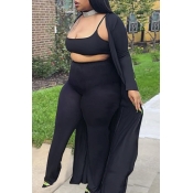 Lovely Casual Skinny Black Plus Size Three-piece P