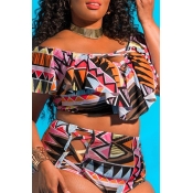 Lovely Hollow-out Multicolor Plus Size Two-piece S