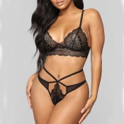 Lovely Sexy Hollow-out Black Bra Sets