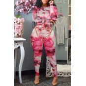 Lovely Sweet Printed Skinny Pink Two-piece Pants S