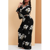 Lovely Casual Printed Black Plus Size Two-piece Pa