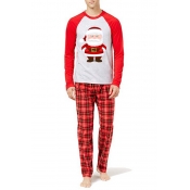 Lovely Christmas Day Patchwork Red Two-piece Pants