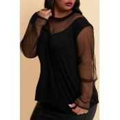 Lovely Trendy See-through Black Plus Size Blouse