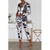 Lovely Trendy Printed Multicolor Two-piece Pants S