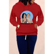 Lovely Casual Hooded Collar Red Hoodie