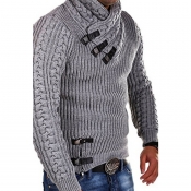 Men Lovely Trendy Patchwork Light Grey Sweater