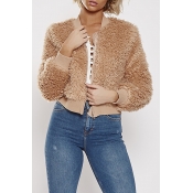 Lovely Casual Short Khaki Coat