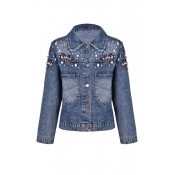 Lovely Casual Basic Blue Coat