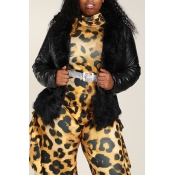 Lovely Casual Patchwork Black Plus Size Coat