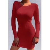 Lovely Casual Bandage Design Red Mini Dress