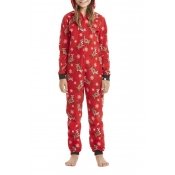 Lovely Family Printed Red Girls One-piece Jumpsuit