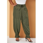 Lovely Casual Loose Green Plus Size Pants