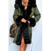 Lovely Casual Patchwork Army Green Coat