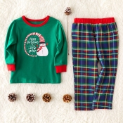 Lovely Family Printed Green Boys Two-piece Pants S