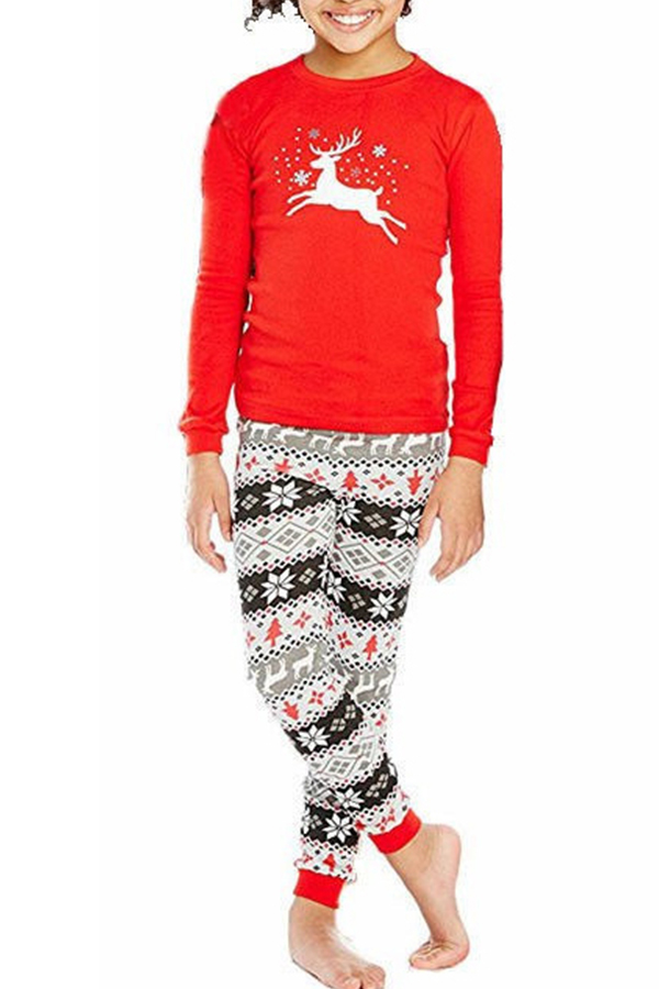 Lovely Family Printed Red Kids Two-piece Pants Set