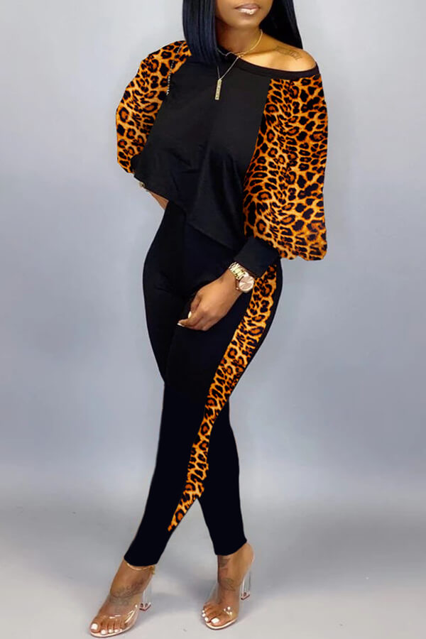 LW Round Neck Leopard Print Pants Set