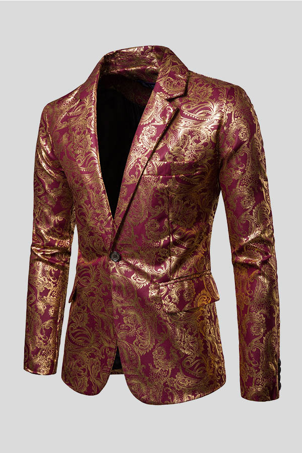 Lovely Chic Turndown Collar Printed Red Formal Wear