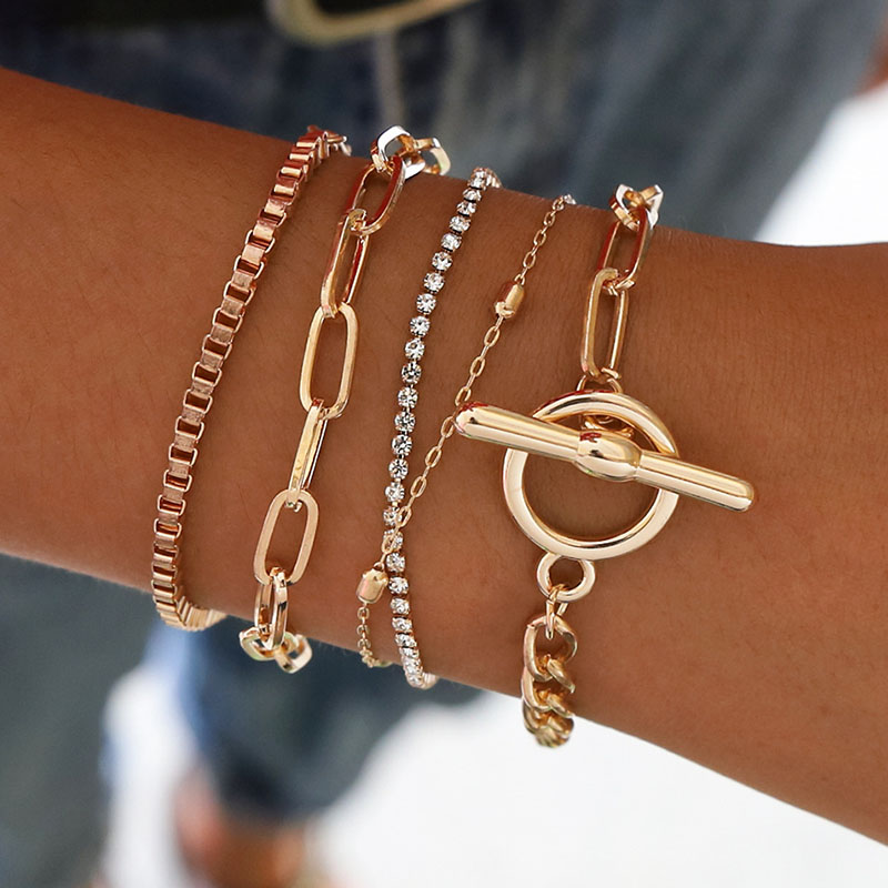 Lovely Trendy Layered Gold Bracelet