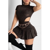 Lovely Sweet Hollow-out Black Two-piece Skirt Set
