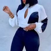 Lovely Casual Patchwork White Blouse