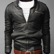 Lovely Casual Zipper Design Black Jacket