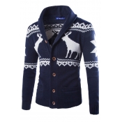 Lovely Christmas Day Buttons Design Navy Blue Card