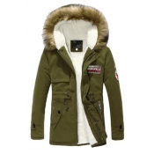 Lovely Casual Drawstring Army Green Cotton-padded 