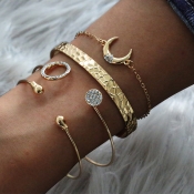 Lovely Trendy 4-piece Gold Bracelet