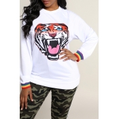 Lovely Casual Printed White Sweatshirt Hoodie