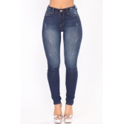 Lovely Casual Skinny Deep Blue Jeans