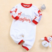 Lovely Family Letter Printed White Baby One-piece 