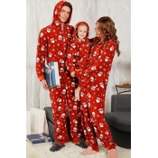 Lovely Family Santa Claus Printed Dark Blue Red On