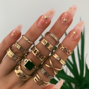 Lovely Trendy 13-piece Gold Metal Ring