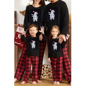Lovely Family Printed Black Mother Two-piece Pants