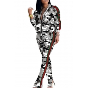 Lovely Casual Camouflage Printed White Two-piece P