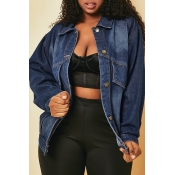 Lovely Casual Buttons Design Blue Coat