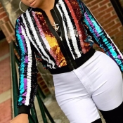 Lovely Trendy Striped Multicolor Coat
