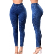 Lovely Casual Skinny Deep Blue Jeans