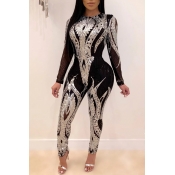 Lovely Trendy Patchwork Silver One-piece Jumpsuit