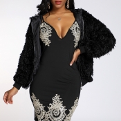 Lovely Casual Hooded Collar Black Coat