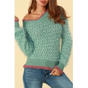 Lovely Casual Patchwork Green Sweaters